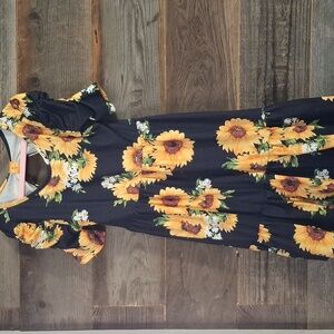 Sunflower Print Kids Dress E